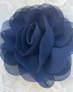 Hårklips med lille rose, midnatsblå